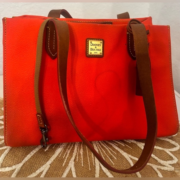 Dooney & Bourke Red Leather Tote Bag - Picture 1 of 5